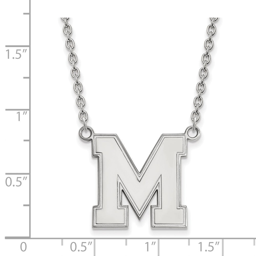 Alternate view of the 10k White Gold U of Memphis Large Initial M Pendant Necklace by The Black Bow Jewelry Co.