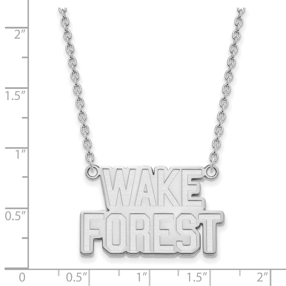 Alternate view of the 10k White Gold Wake Forest U Large Pendant Necklace by The Black Bow Jewelry Co.