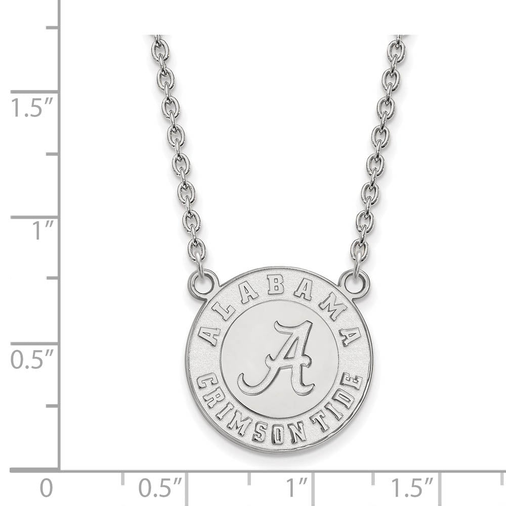 Alternate view of the 10k White Gold U of Alabama Large Disc Pendant Necklace by The Black Bow Jewelry Co.