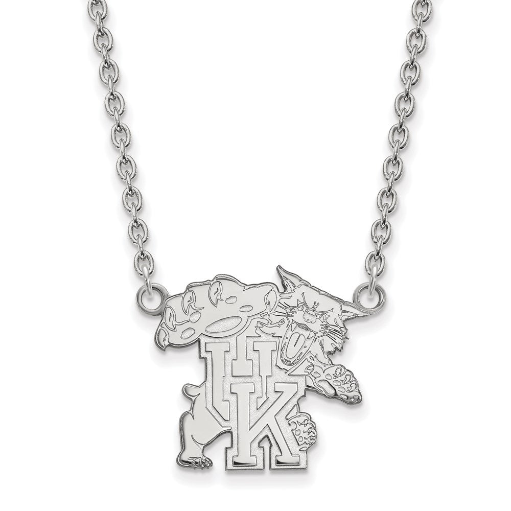 10k White Gold U of Kentucky Large Wildcat UK Pendant Necklace, Item N11801 by The Black Bow Jewelry Co.