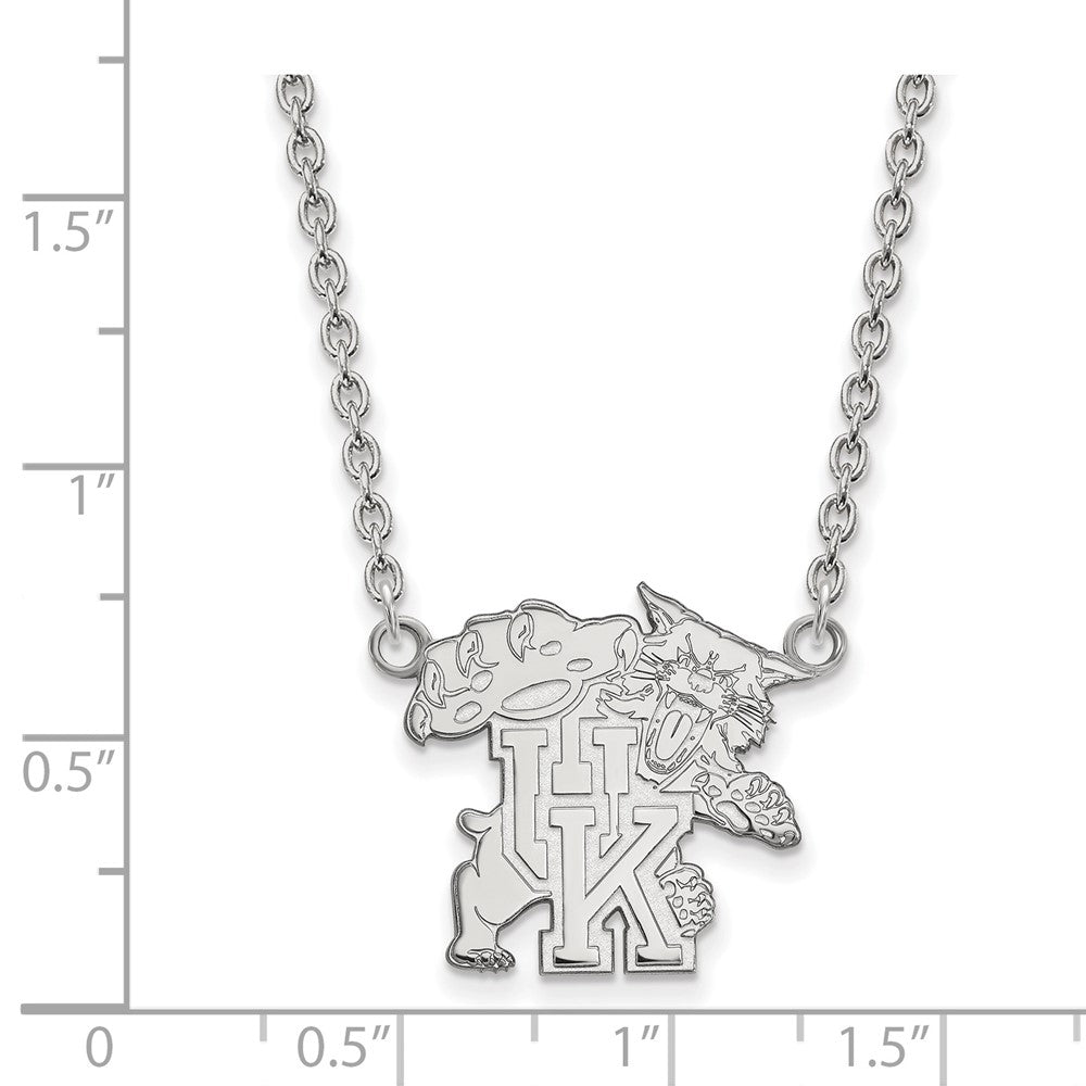 Alternate view of the 10k White Gold U of Kentucky Large Wildcat UK Pendant Necklace by The Black Bow Jewelry Co.