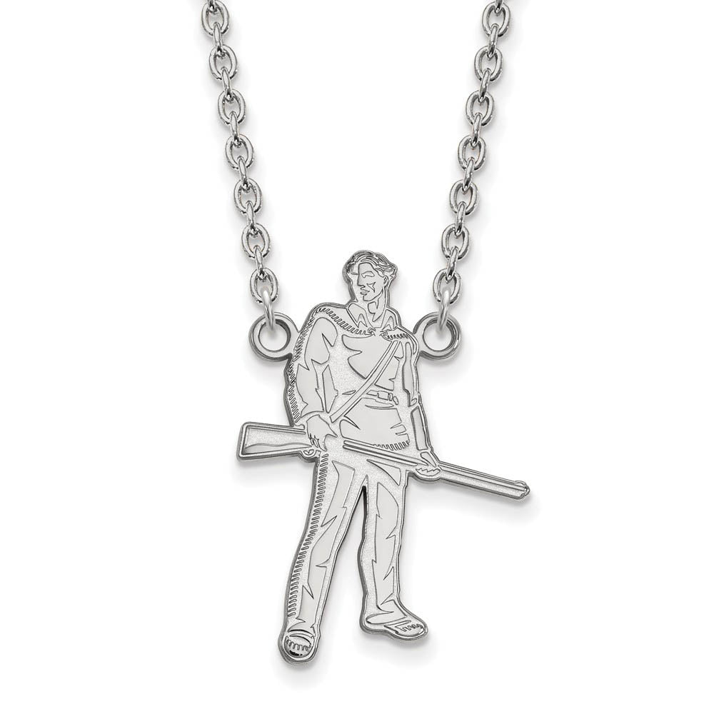 10k White Gold West Virginia U Large Pendant Necklace, Item N11806 by The Black Bow Jewelry Co.