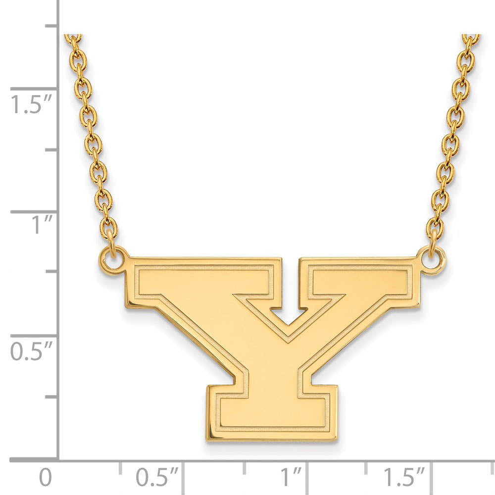 Alternate view of the 10k Yellow Gold Youngstown State Large Initial Y Necklace, 18 Inch by The Black Bow Jewelry Co.