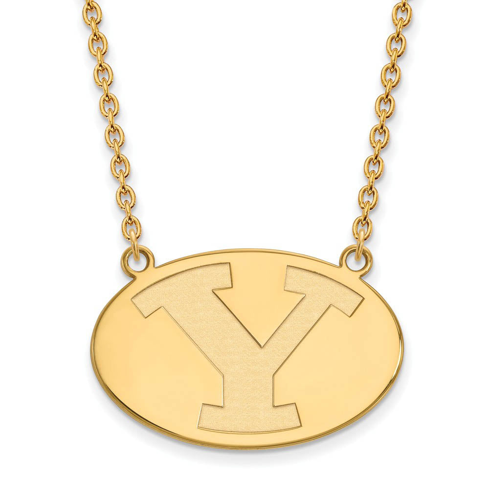 10k Yellow Gold Brigham Young U Large Initial Y Pendant Necklace, Item N11864 by The Black Bow Jewelry Co.