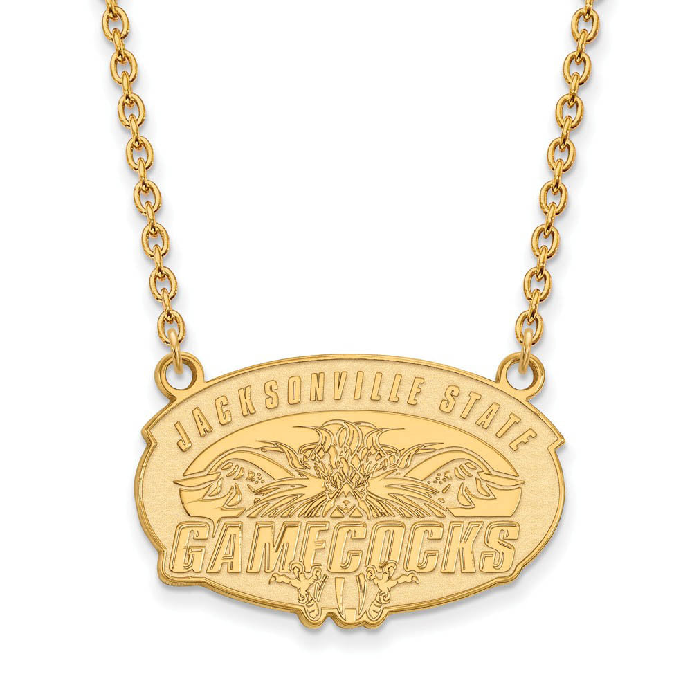 10k Yellow Gold Jacksonville State Large Pendant Necklace, Item N11870 by The Black Bow Jewelry Co.