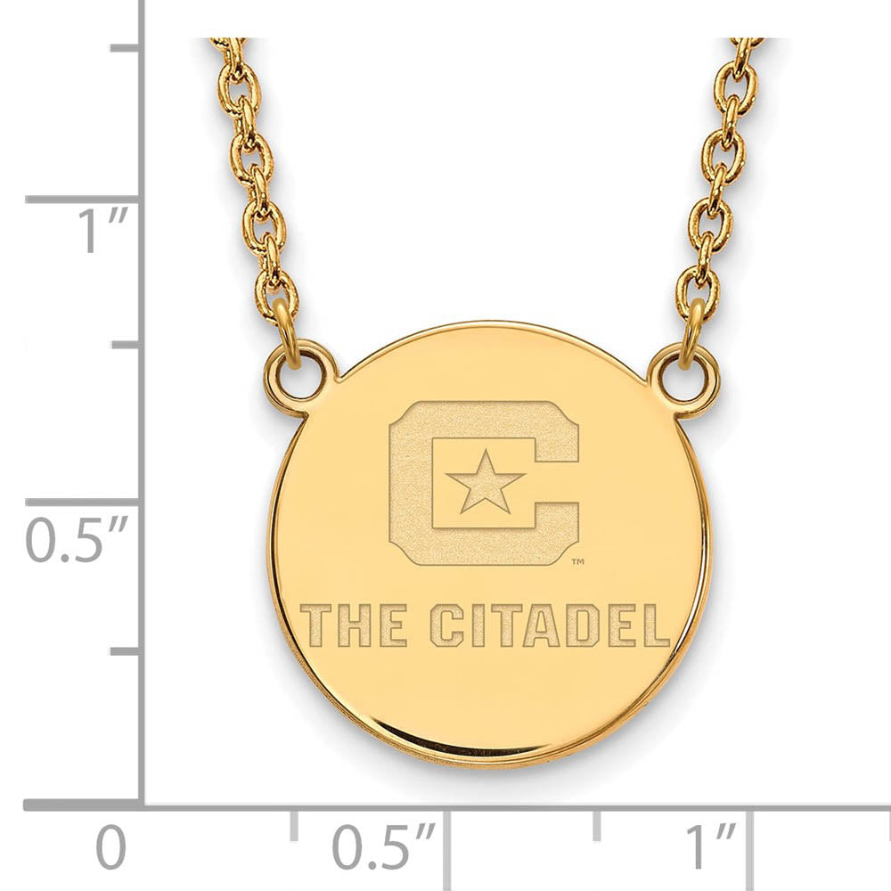 Alternate view of the 10K Yellow Gold The Citadel Large Disc Necklace, 18 Inch by The Black Bow Jewelry Co.