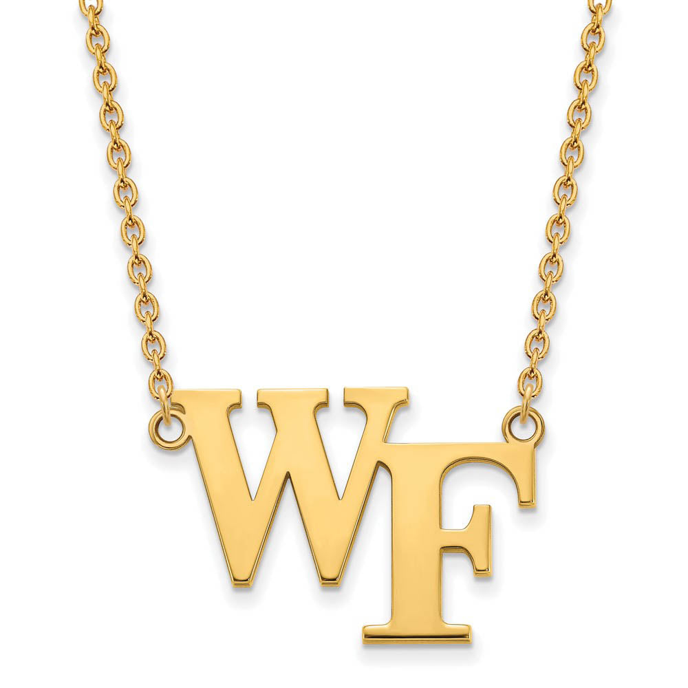 10k Yellow Gold Wake Forest U Large 'WF' Pendant Necklace, Item N11884 by The Black Bow Jewelry Co.