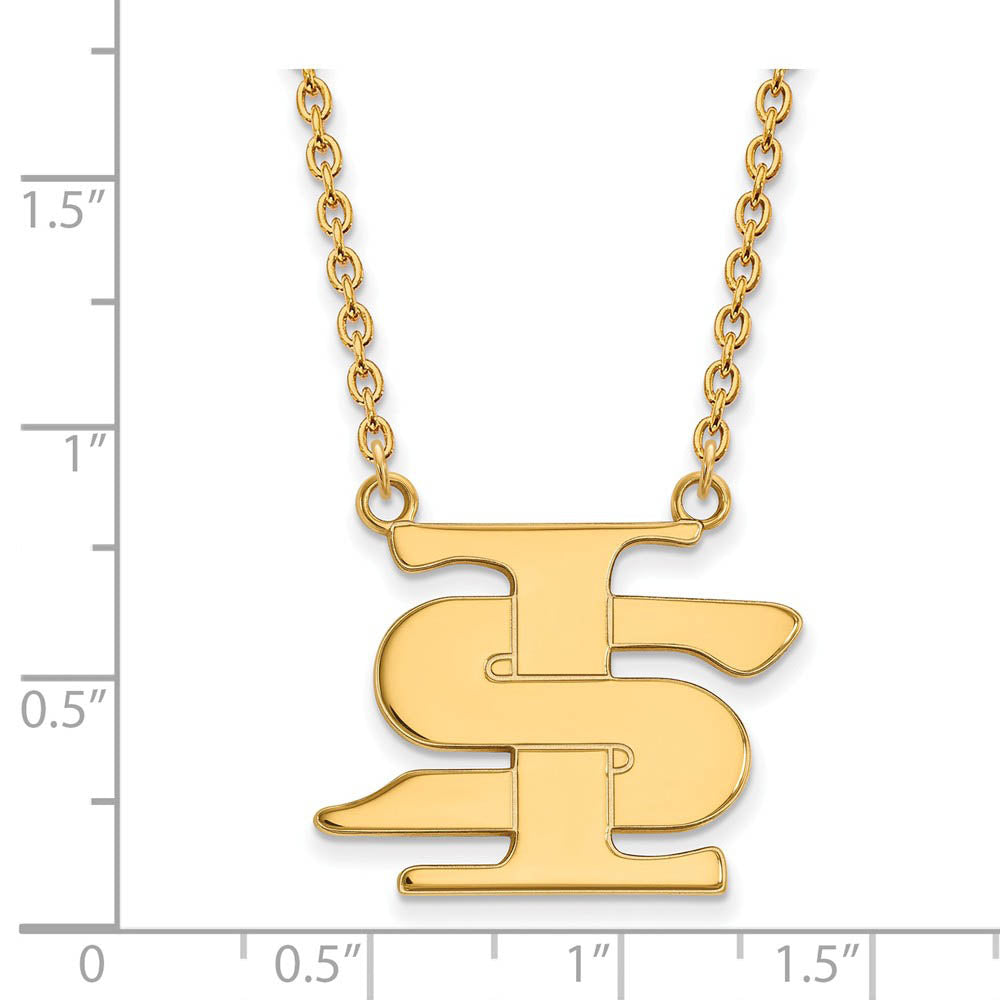 Alternate view of the 10k Yellow Gold Indiana State Large Pendant Necklace by The Black Bow Jewelry Co.