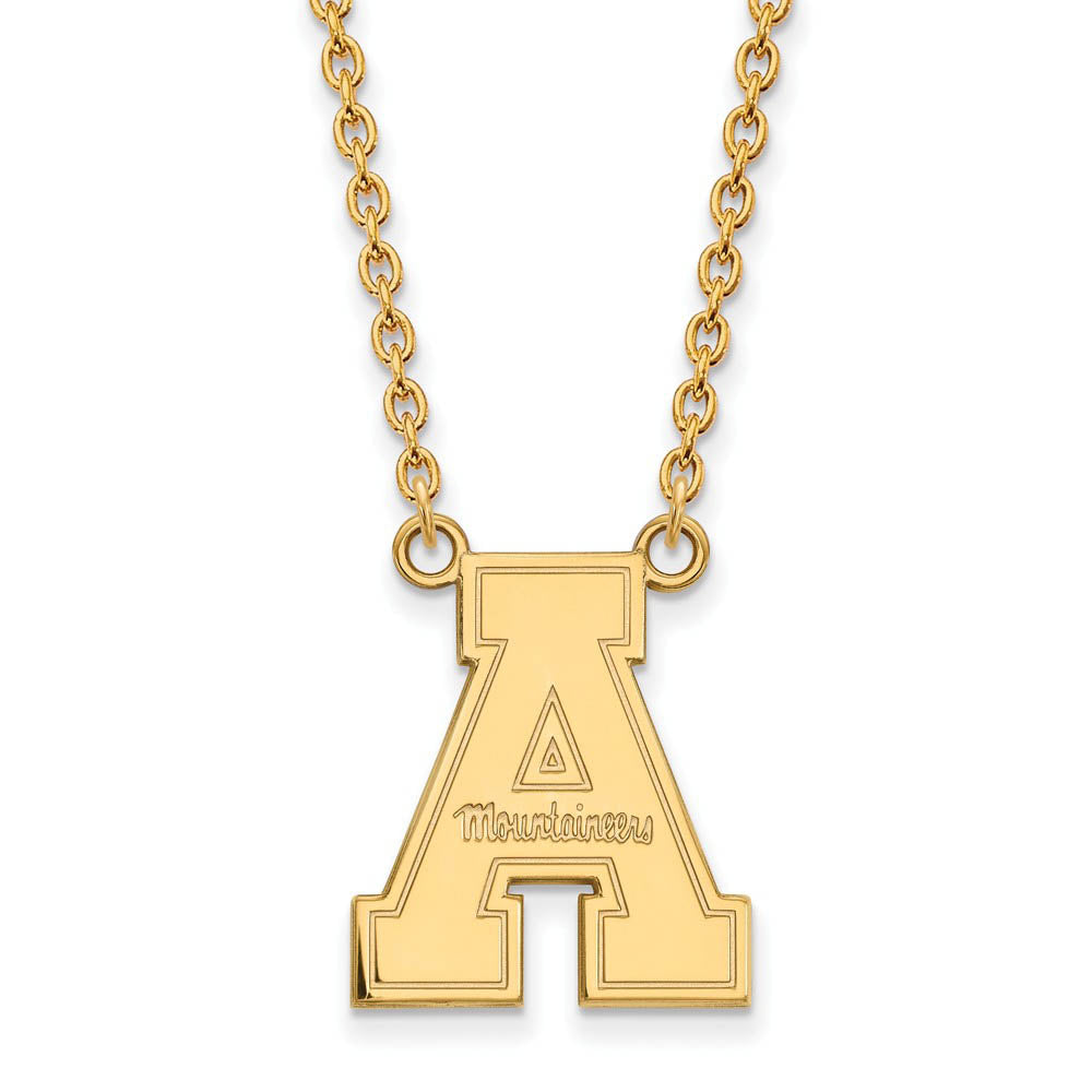 10k Yellow Gold Appalachian State Large Pendant Necklace, Item N11889 by The Black Bow Jewelry Co.