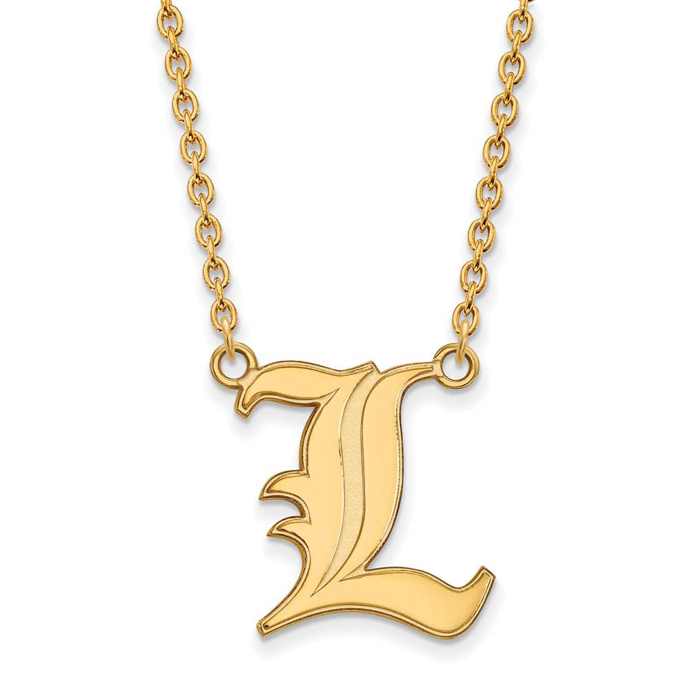 10k Yellow Gold U of Louisville Large 'L' Pendant Necklace, Item N11912 by The Black Bow Jewelry Co.