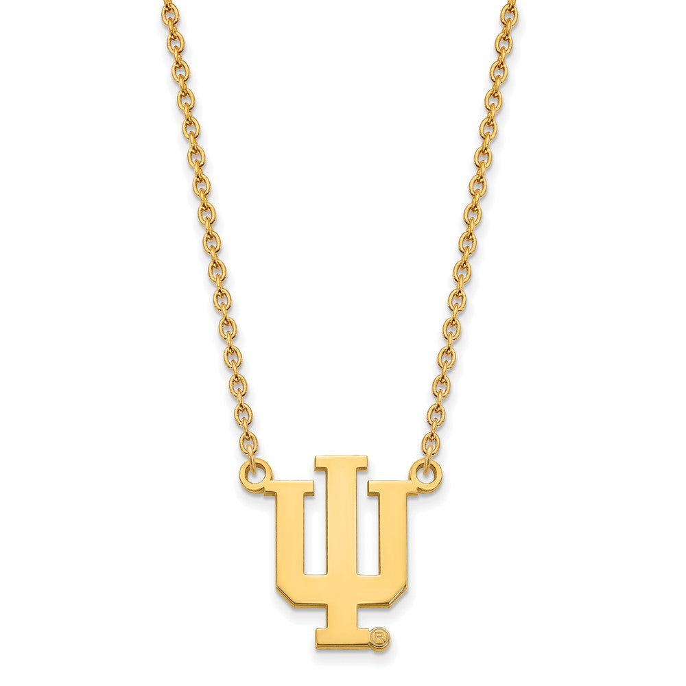 Alternate view of the 10k Yellow Gold Indiana U Large &#39;IU&#39; Pendant Necklace by The Black Bow Jewelry Co.