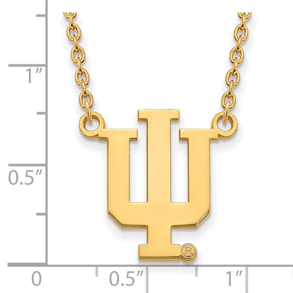 Alternate view of the 10k Yellow Gold Indiana U Large &#39;IU&#39; Pendant Necklace by The Black Bow Jewelry Co.