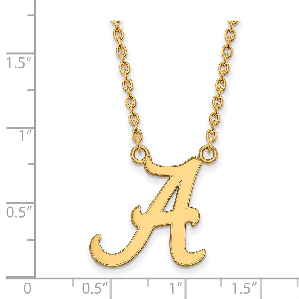 Alternate view of the 10k Yellow Gold U of Alabama Large Initial A Pendant Necklace by The Black Bow Jewelry Co.