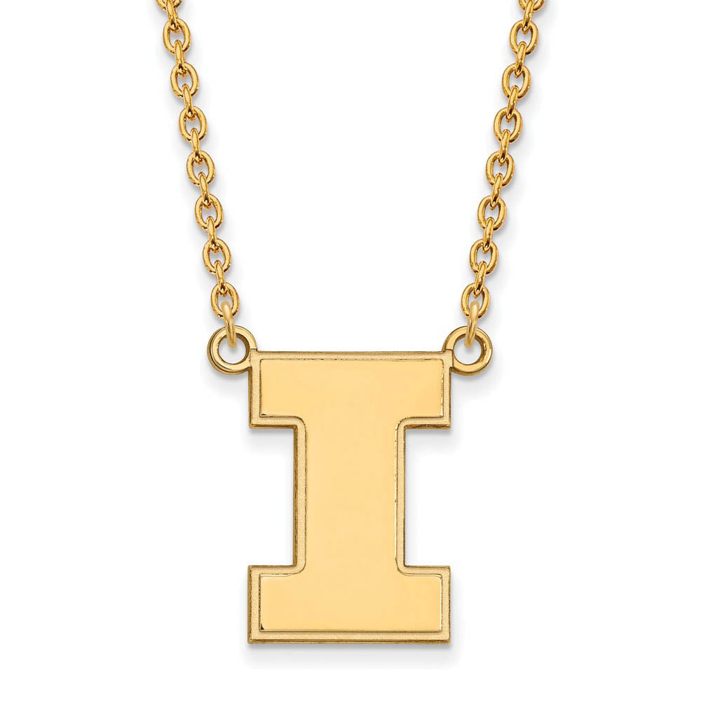 10k Yellow Gold U of Illinois Large Initial I Pendant Necklace, Item N11939 by The Black Bow Jewelry Co.