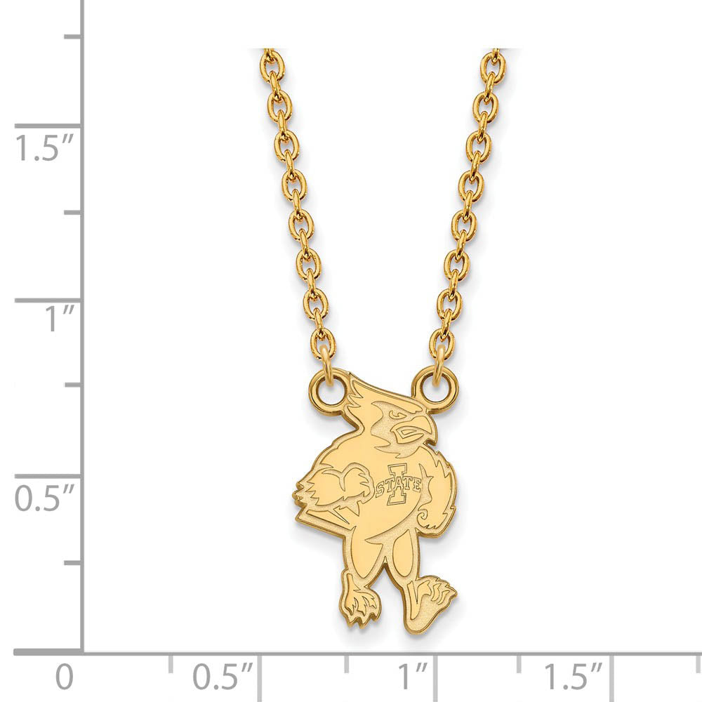 Alternate view of the 10k Yellow Gold Iowa State Large Pendant Necklace by The Black Bow Jewelry Co.
