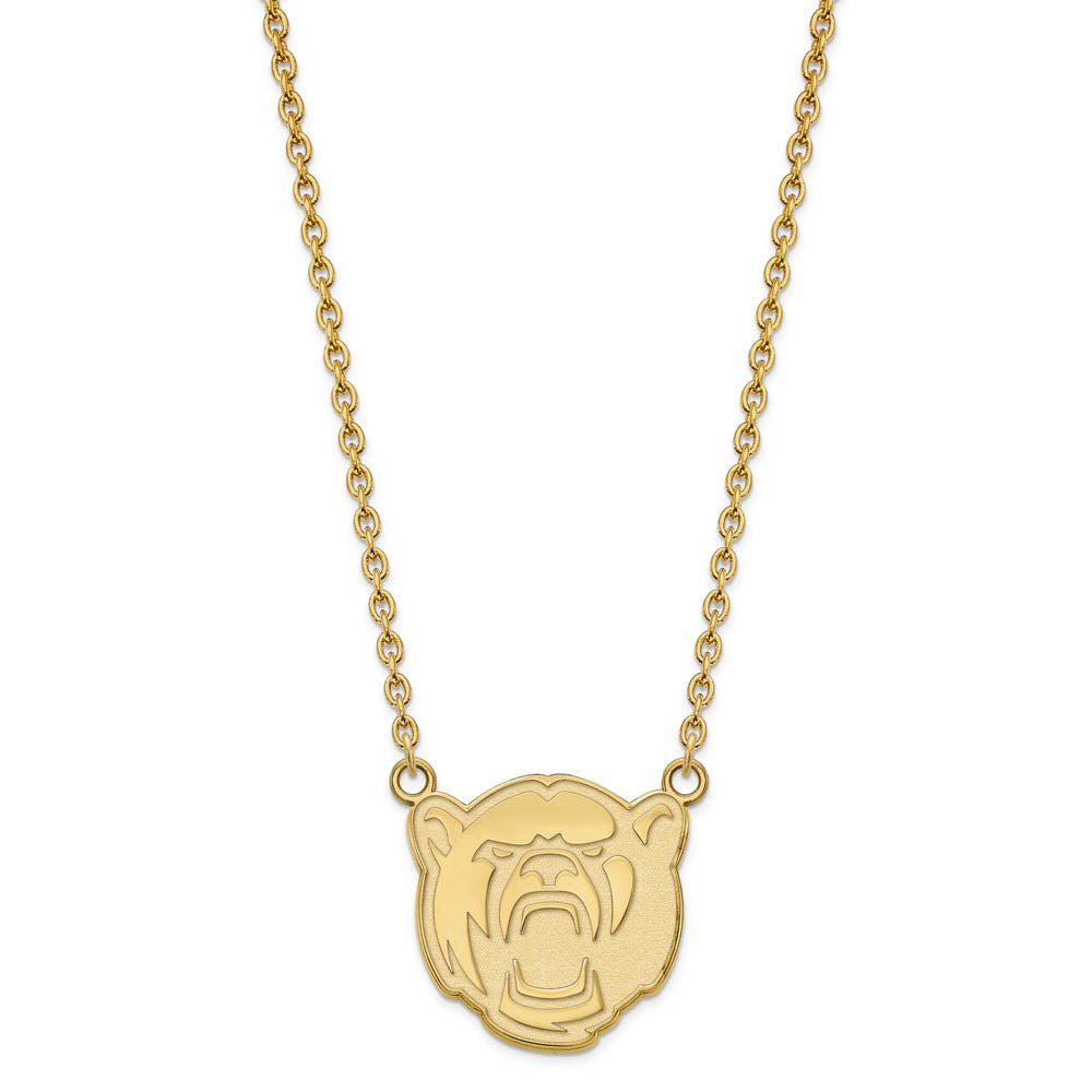 Alternate view of the 10k Yellow Gold Baylor U Large Pendant Necklace by The Black Bow Jewelry Co.