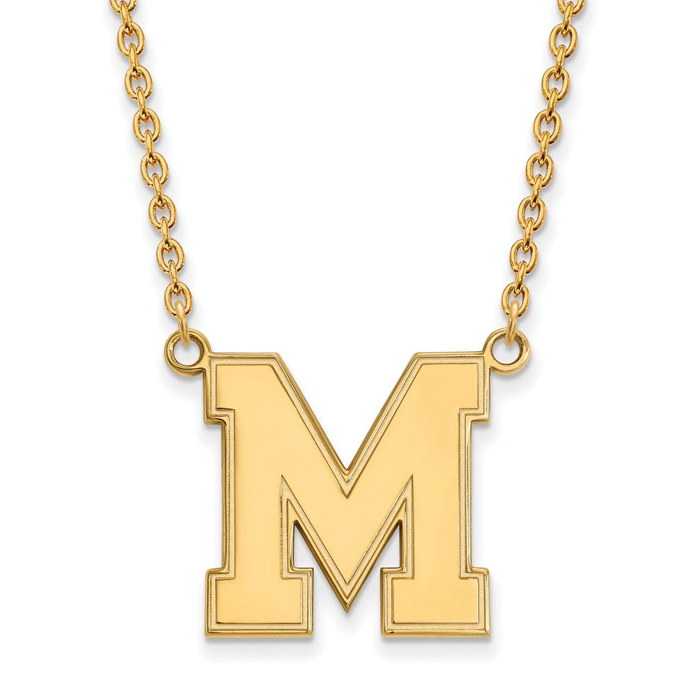 10k Yellow Gold U of Memphis Large Initial M Pendant Necklace, Item N11960 by The Black Bow Jewelry Co.