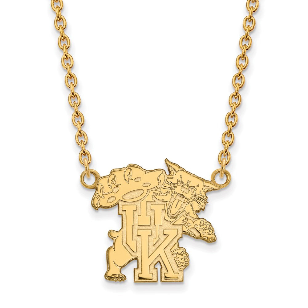 10k Yellow Gold U of Kentucky Large Wildcat UK Pendant Necklace, Item N11989 by The Black Bow Jewelry Co.