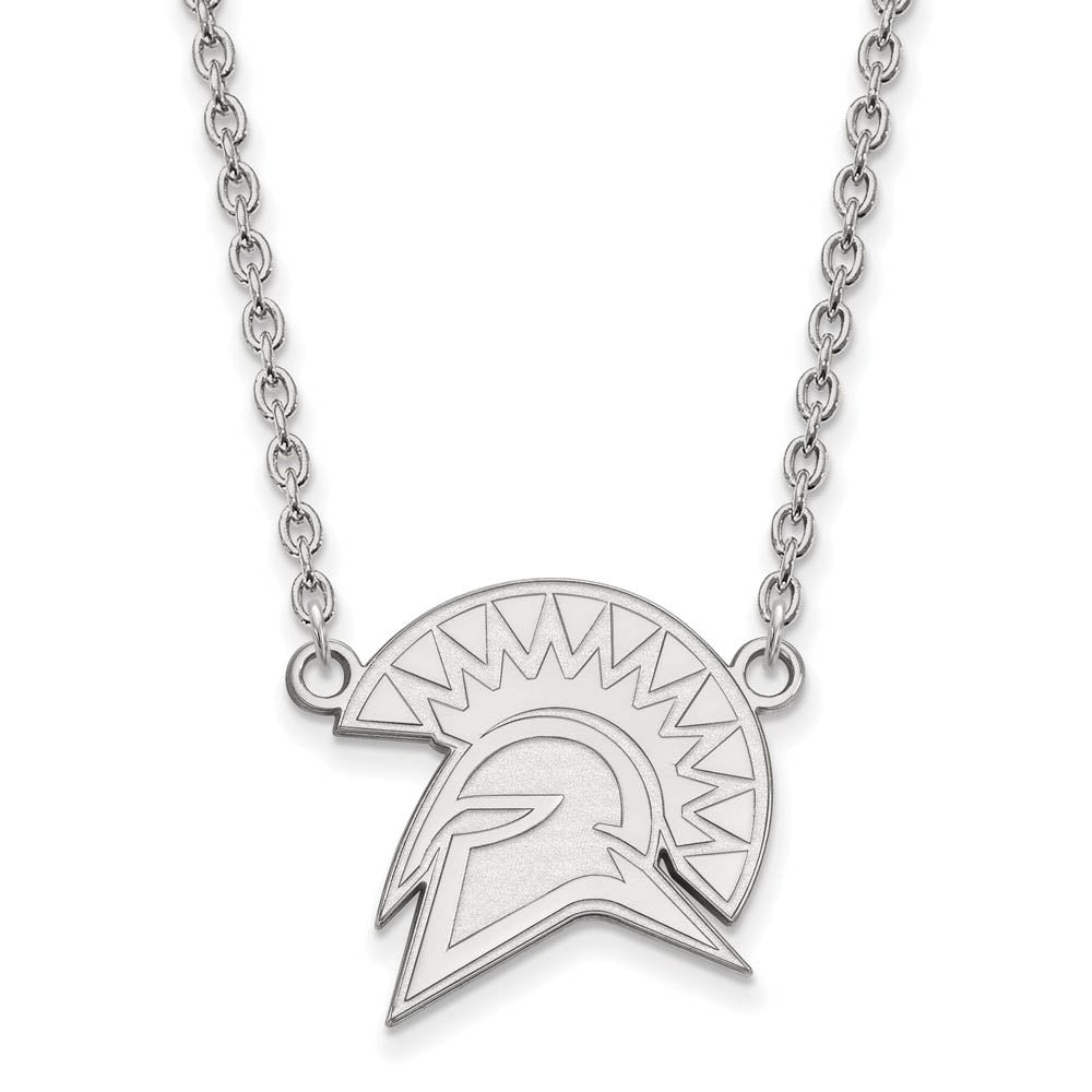 14k White Gold San Jose State Large Pendant Necklace, Item N12019 by The Black Bow Jewelry Co.