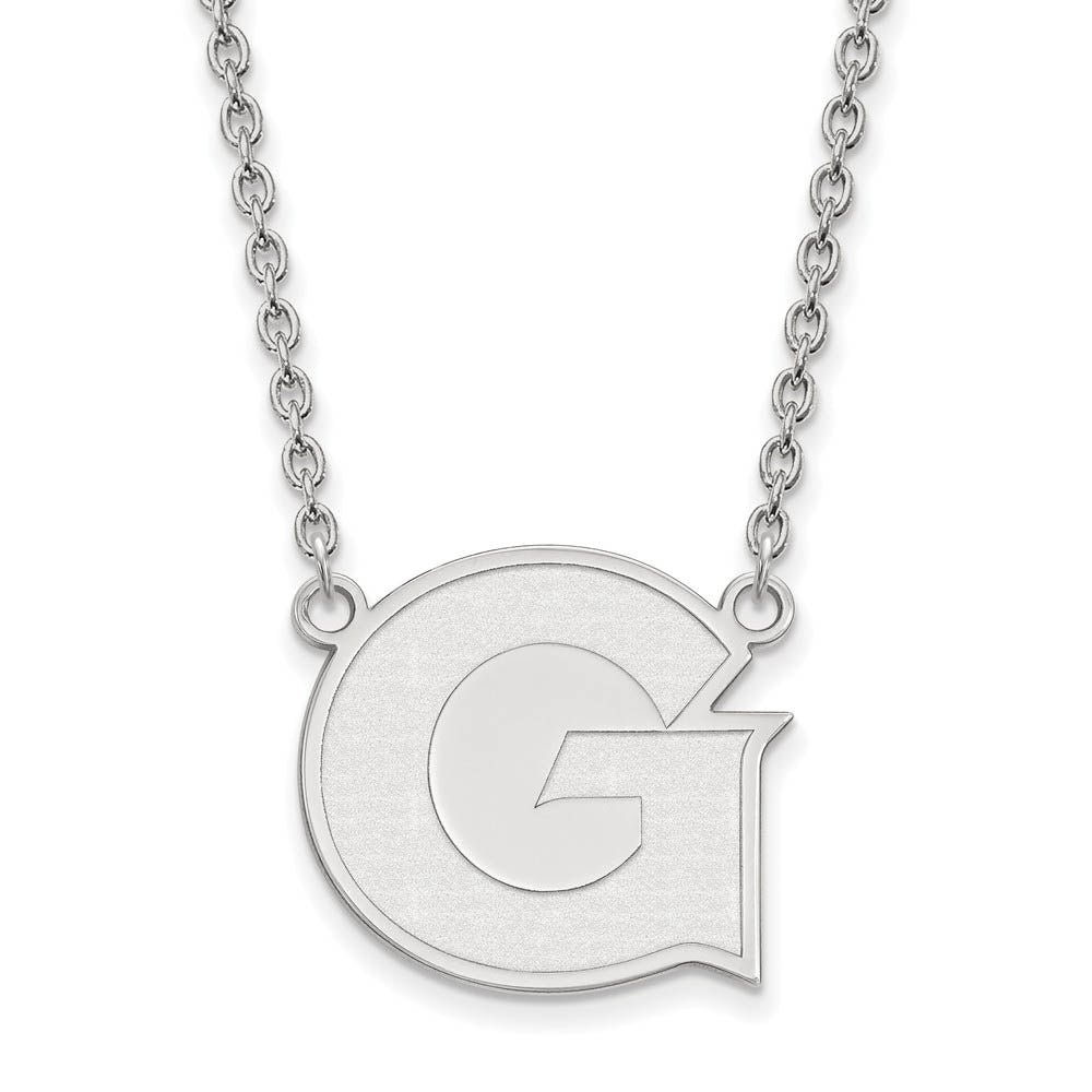 14k White Gold Georgetown U Large Initial G Pendant Necklace, Item N12028 by The Black Bow Jewelry Co.