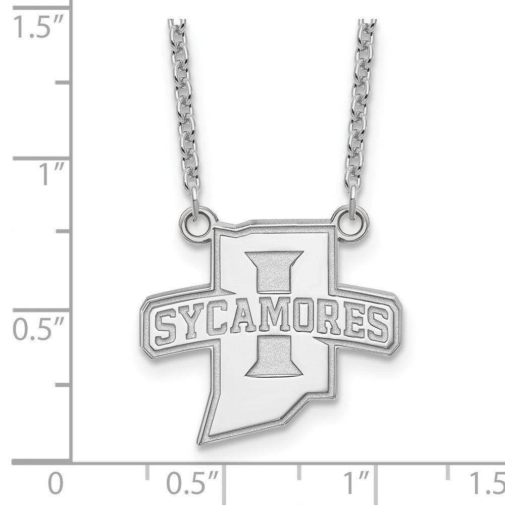 Alternate view of the 14k White Gold Indiana State Large Sycamore Pendant Necklace by The Black Bow Jewelry Co.