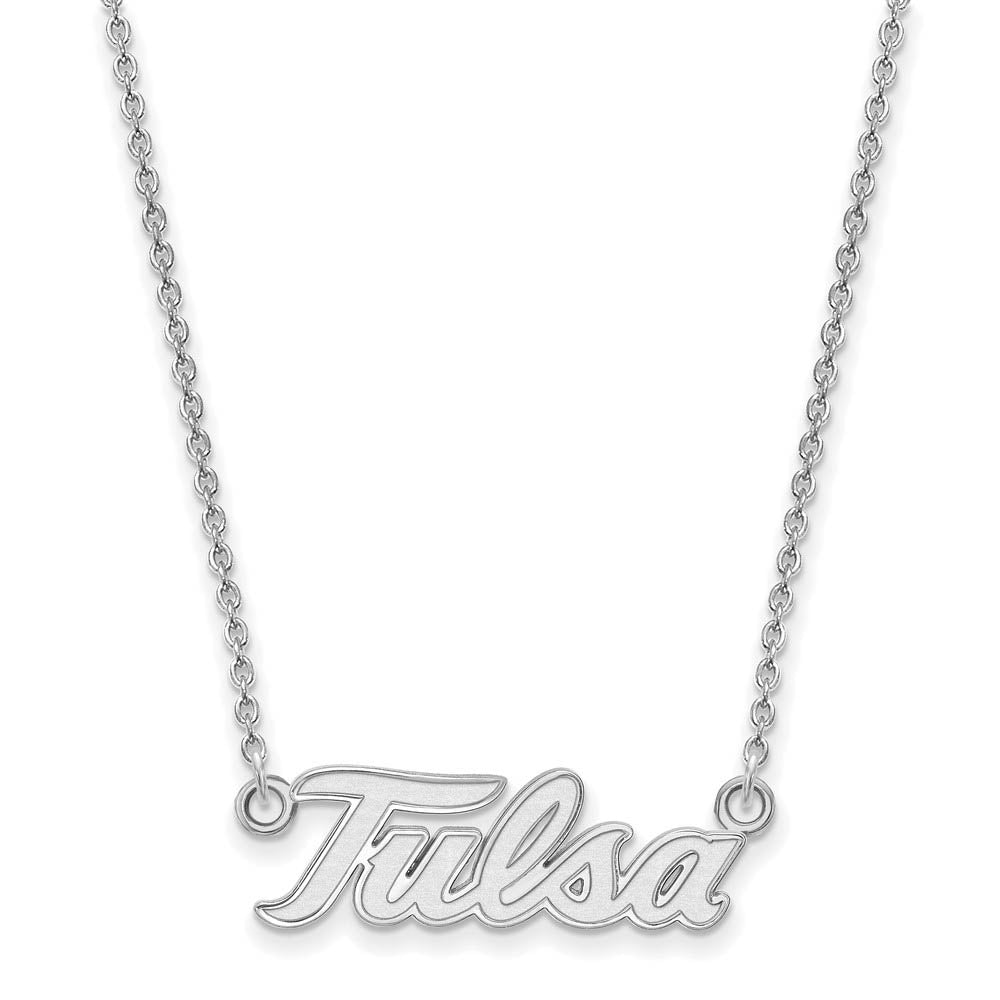 Alternate view of the 14k White Gold The U of Tulsa Large Pendant Necklace by The Black Bow Jewelry Co.