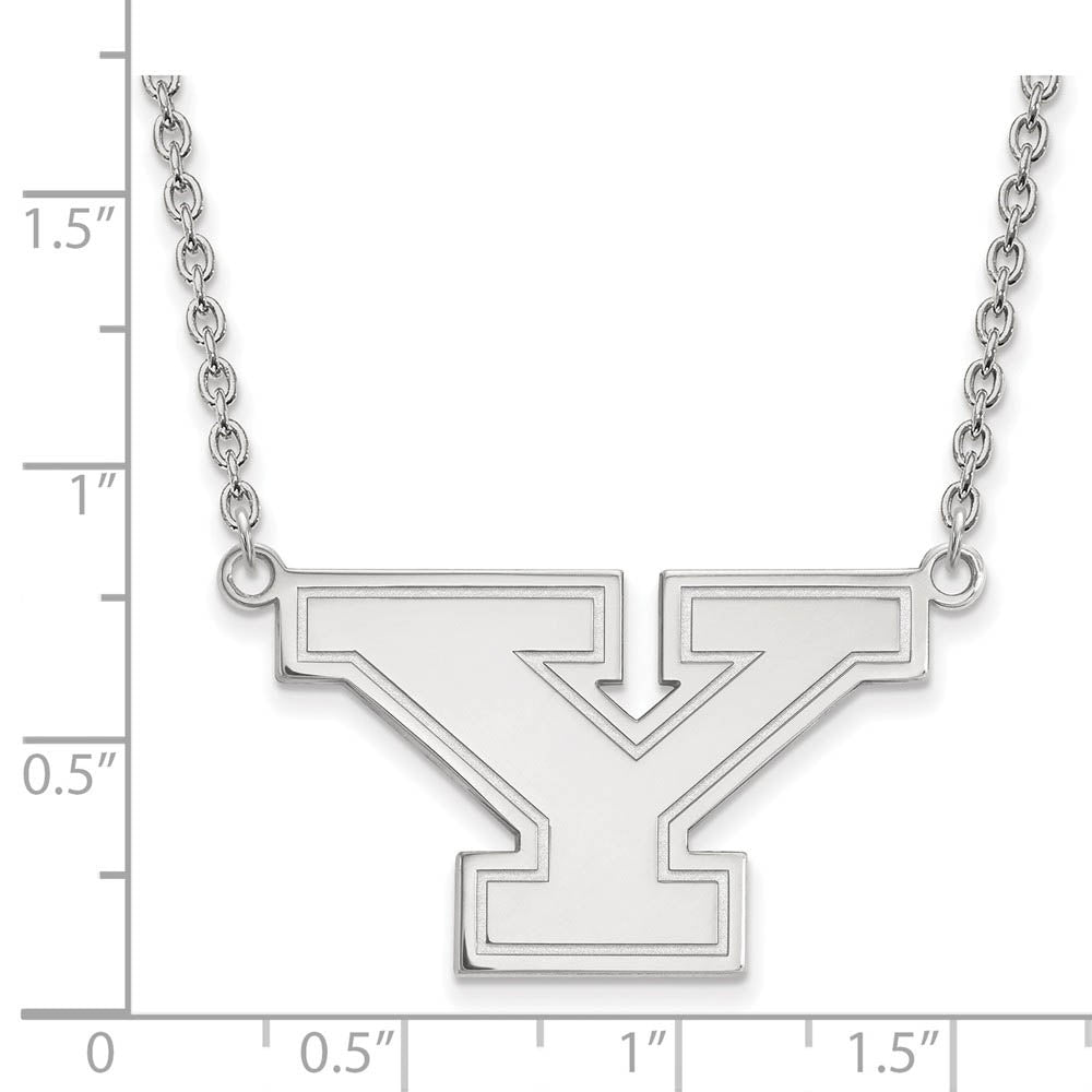 Alternate view of the 14k White Gold Youngstown State Large Initial Y Necklace, 18 Inch by The Black Bow Jewelry Co.