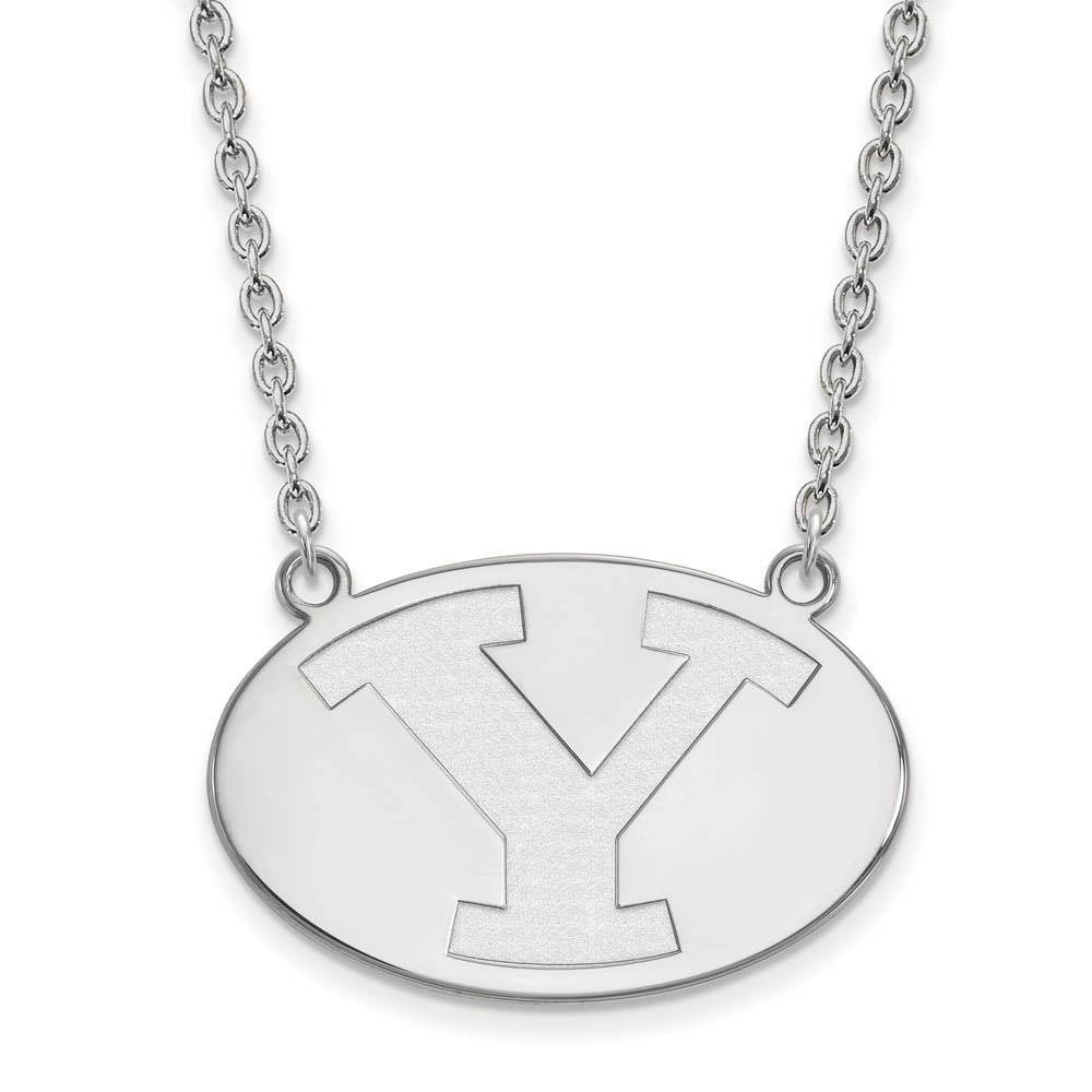 14k White Gold Brigham Young U Large Initial Y Pendant Necklace, Item N12052 by The Black Bow Jewelry Co.