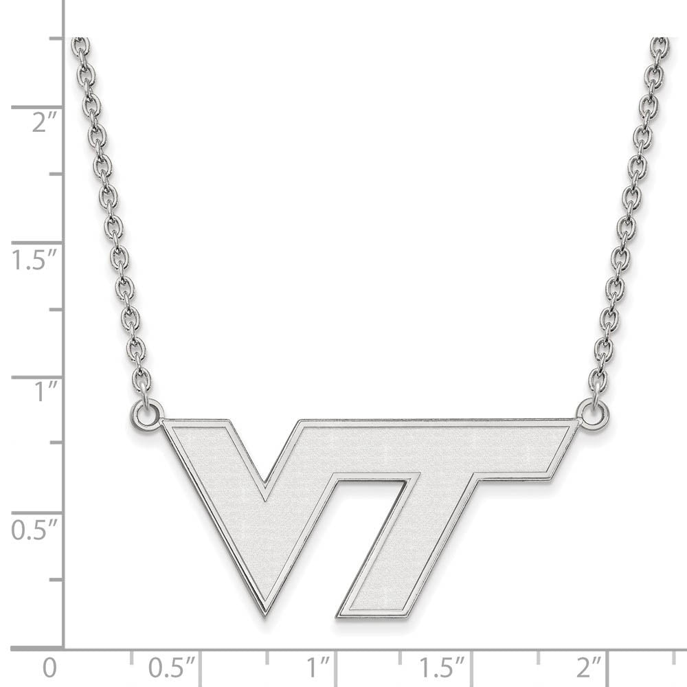 Alternate view of the 14k White Gold Virginia Tech Large 'VT' Pendant Necklace by The Black Bow Jewelry Co.
