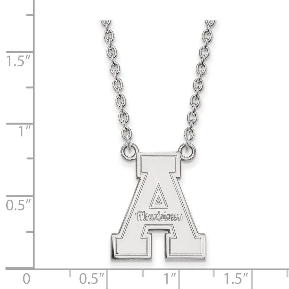 Alternate view of the 14k White Gold Appalachian State Large Pendant Necklace by The Black Bow Jewelry Co.