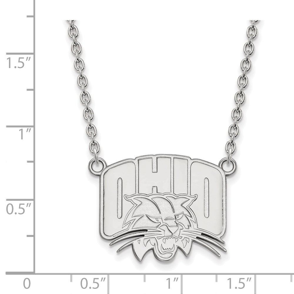 Alternate view of the 14k White Gold Ohio U Large Pendant Necklace by The Black Bow Jewelry Co.