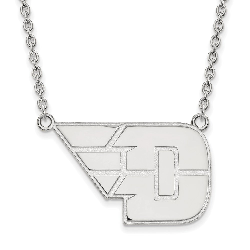 14k White Gold U of Dayton Large Pendant Necklace, Item N12097 by The Black Bow Jewelry Co.