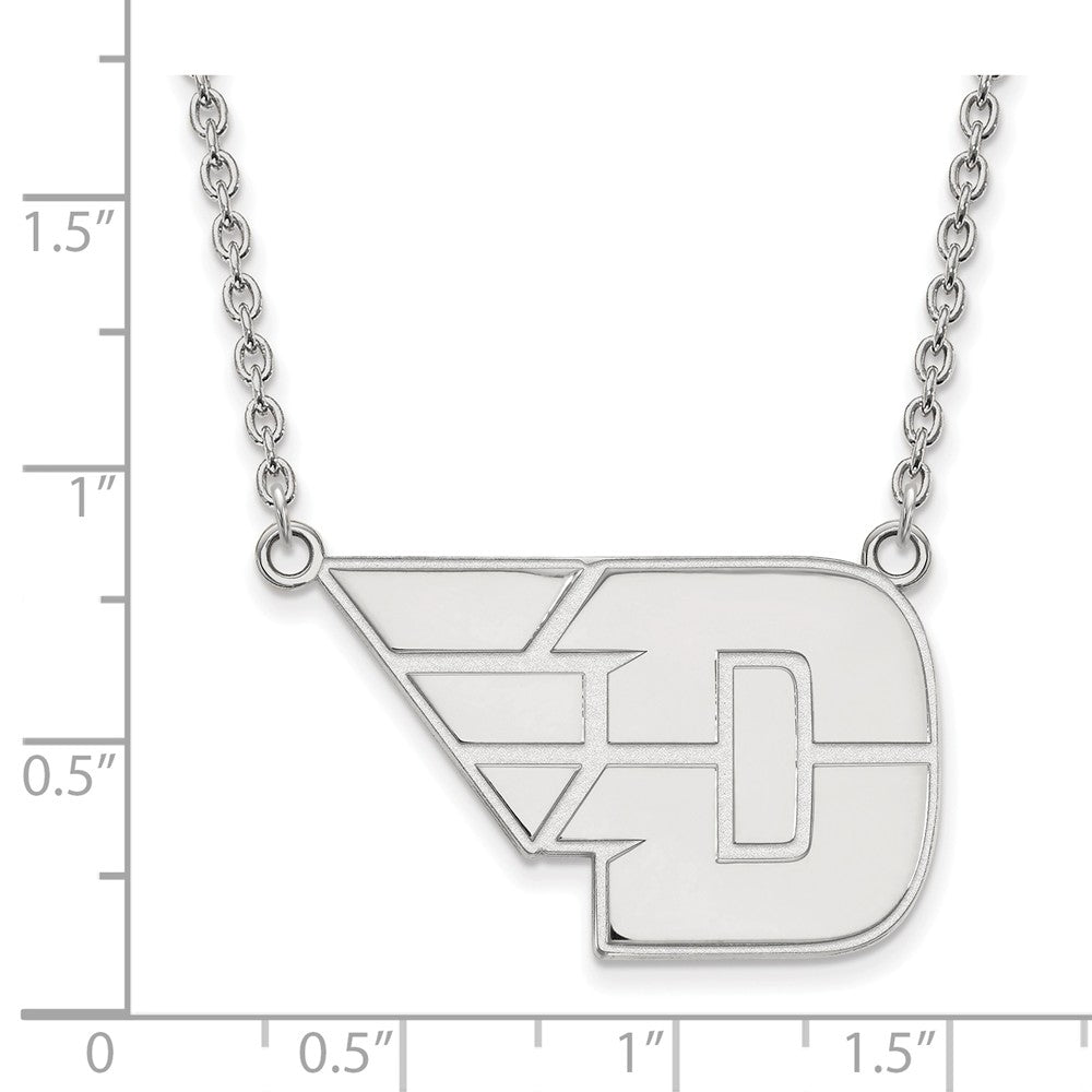 Alternate view of the 14k White Gold U of Dayton Large Pendant Necklace by The Black Bow Jewelry Co.