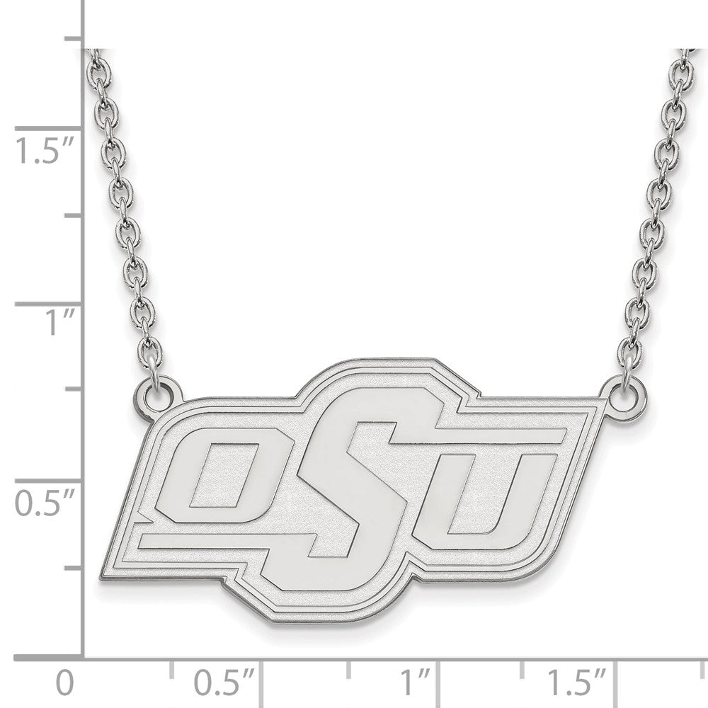 Alternate view of the 14k White Gold Oklahoma State Large Pendant Necklace by The Black Bow Jewelry Co.