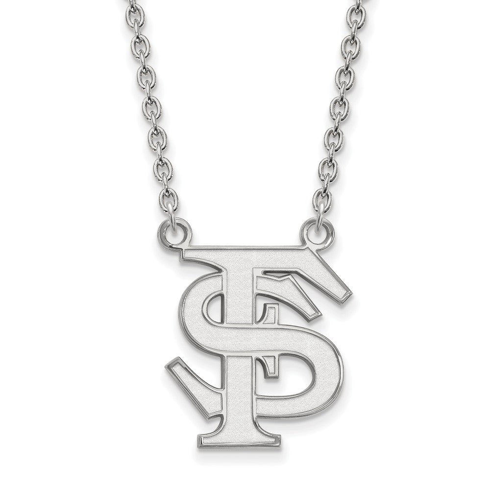 14k White Gold Florida State Large 'FS' Pendant Necklace, Item N12116 by The Black Bow Jewelry Co.