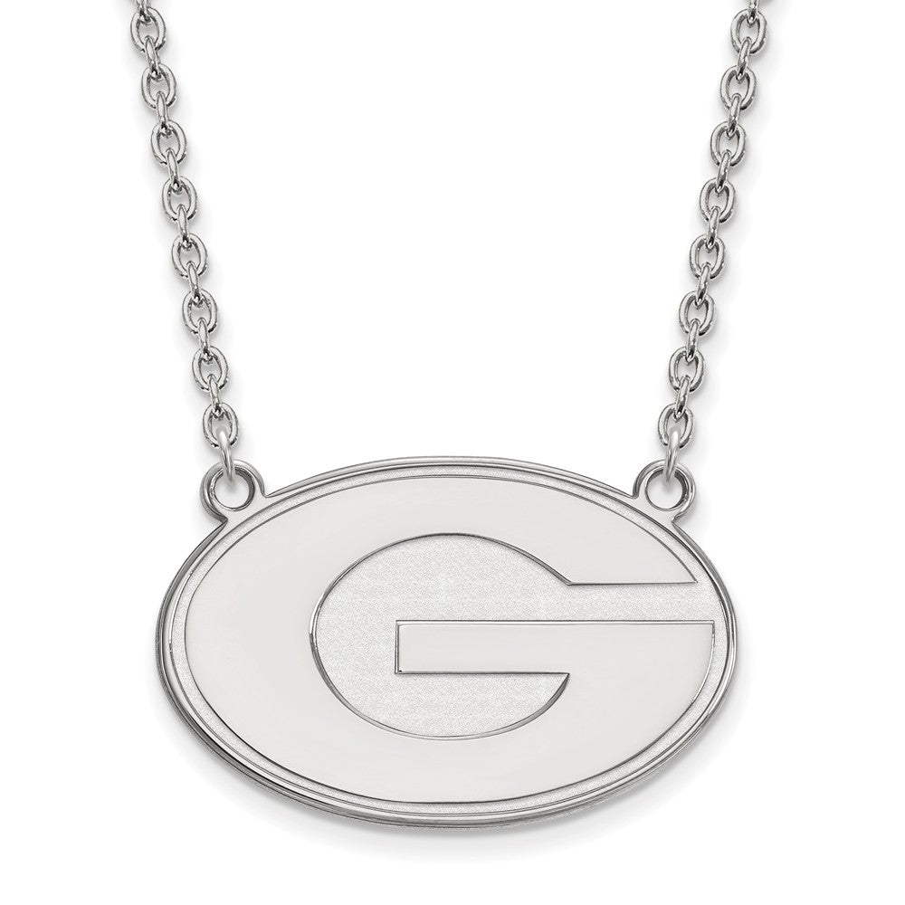 14k White Gold U of Georgia Large Disc Pendant Necklace, Item N12126 by The Black Bow Jewelry Co.
