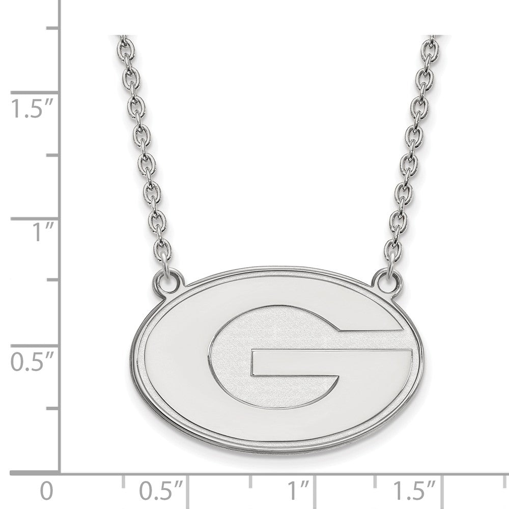 Alternate view of the 14k White Gold U of Georgia Large Disc Pendant Necklace by The Black Bow Jewelry Co.