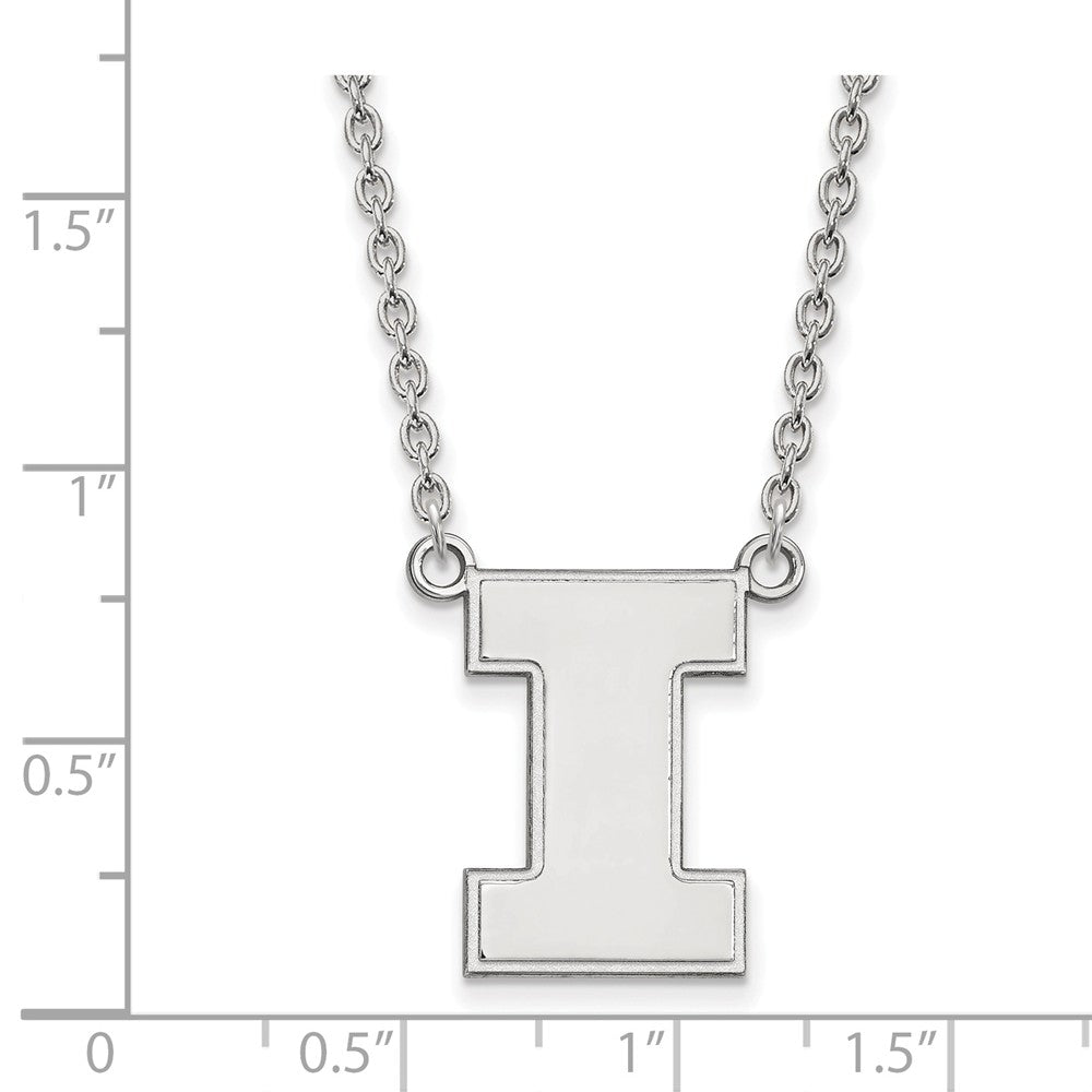 Alternate view of the 14k White Gold U of Illinois Large Initial I Pendant Necklace by The Black Bow Jewelry Co.