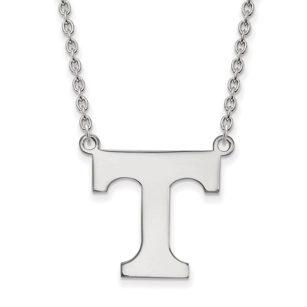 14k White Gold U of Tennessee Large Initial T Pendant Necklace, Item N12133 by The Black Bow Jewelry Co.
