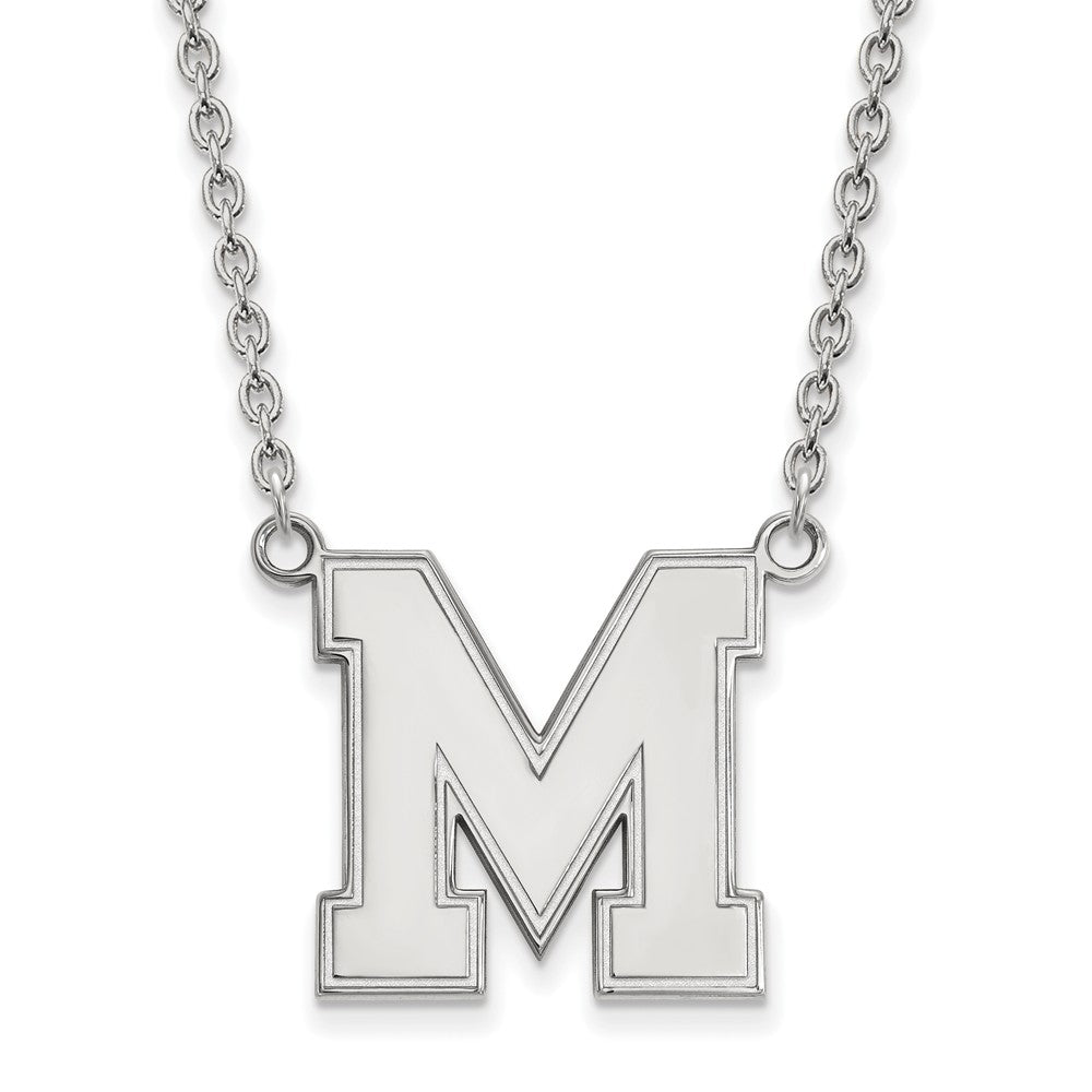 14k White Gold U of Memphis Large Initial M Pendant Necklace, Item N12148 by The Black Bow Jewelry Co.