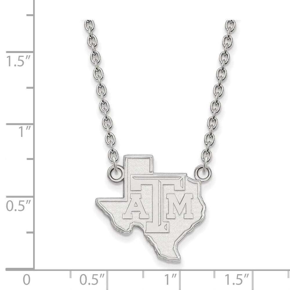 Alternate view of the 14k White Gold Texas A&M U Large TAM State Pendant Necklace by The Black Bow Jewelry Co.