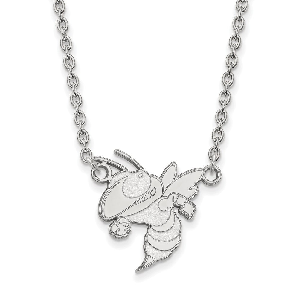 14k White Gold Georgia Technology Large Pendant Necklace, Item N12155 by The Black Bow Jewelry Co.