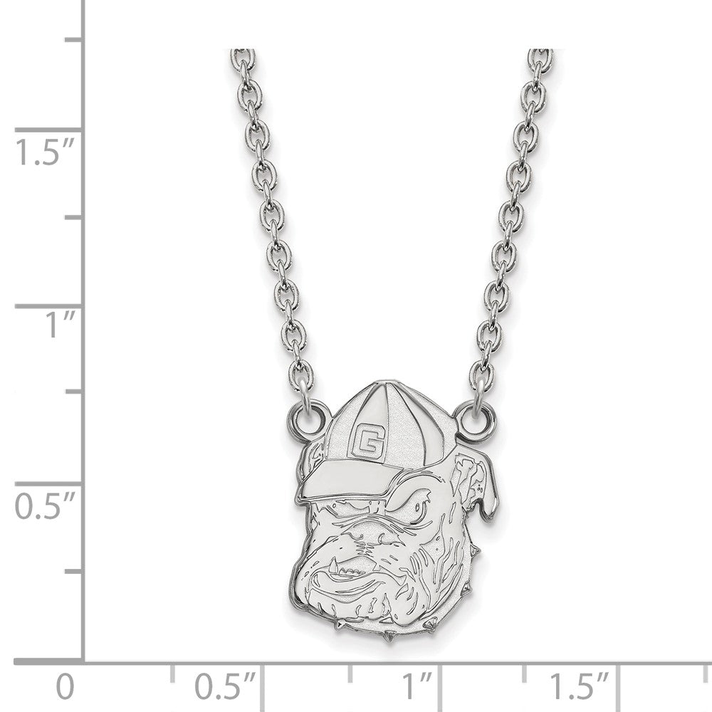 Alternate view of the 14k White Gold U of Georgia Large Bulldog Pendant Necklace by The Black Bow Jewelry Co.