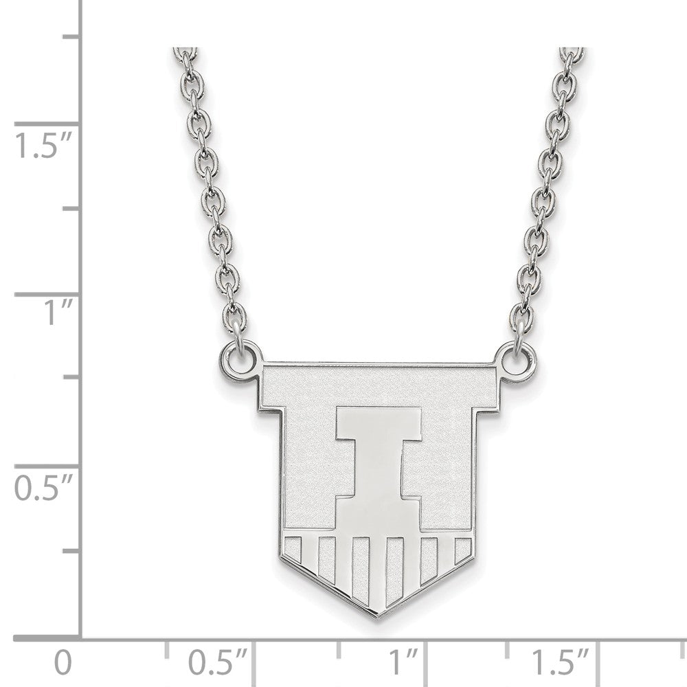 Alternate view of the 14k White Gold U of Illinois Large Shield Pendant Necklace by The Black Bow Jewelry Co.