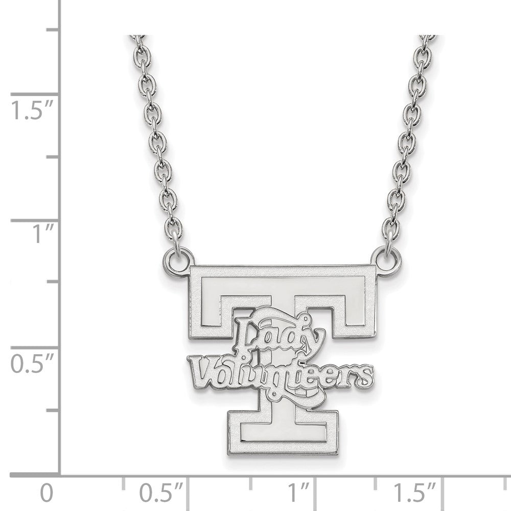 Alternate view of the 14k White Gold U of Tennessee Large Lady Volunteers Pendant Necklace by The Black Bow Jewelry Co.