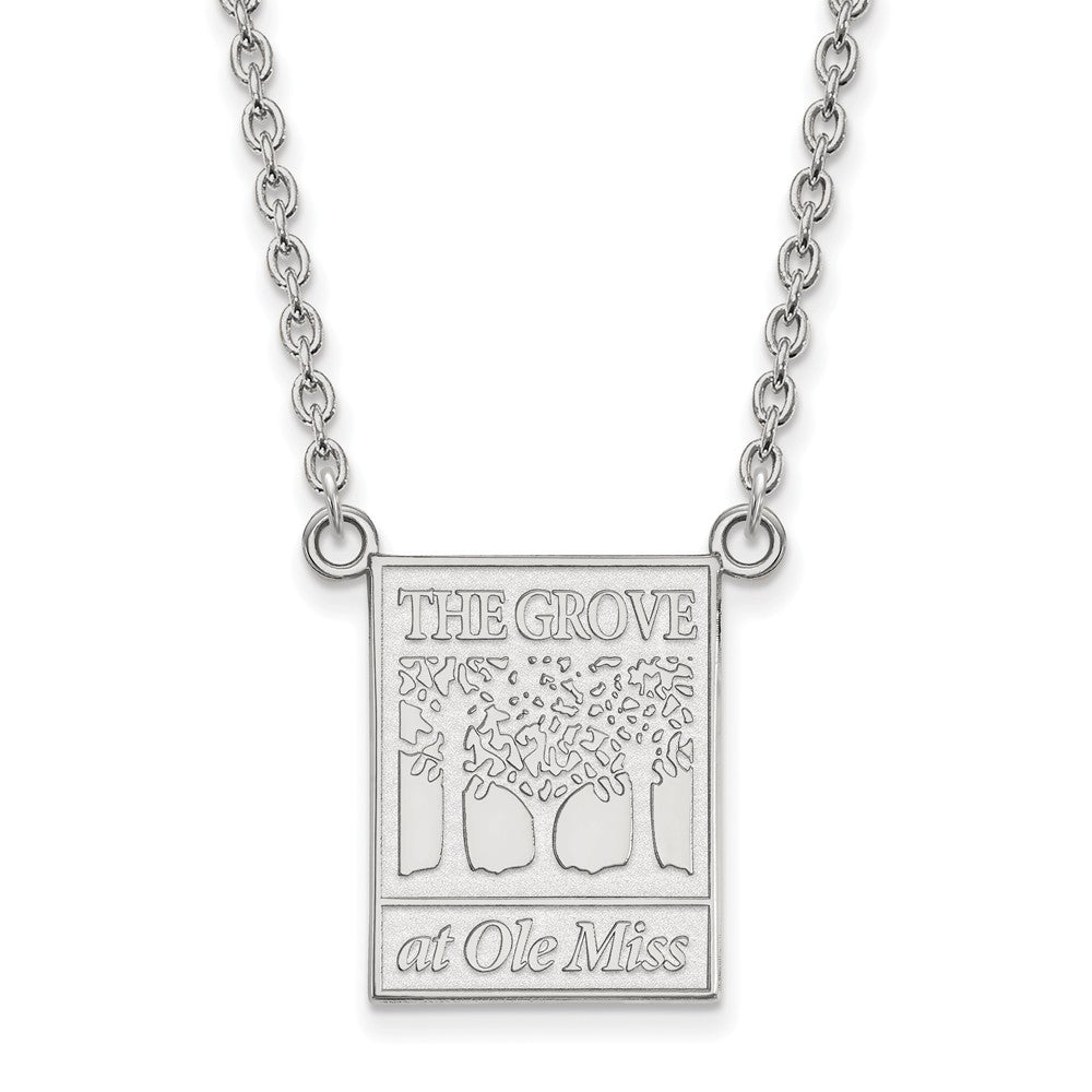 14k White Gold U of Mississippi Large Pendant Necklace, Item N12183 by The Black Bow Jewelry Co.