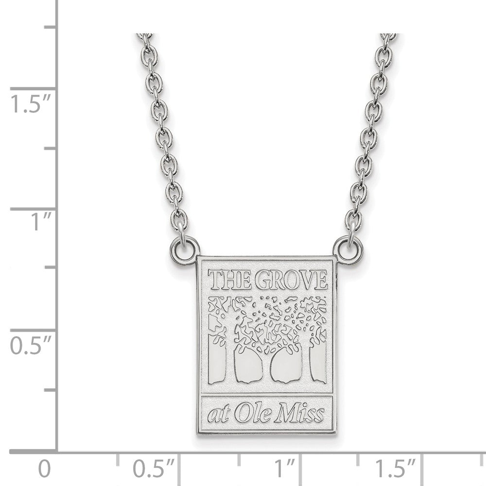 Alternate view of the 14k White Gold U of Mississippi Large Pendant Necklace by The Black Bow Jewelry Co.