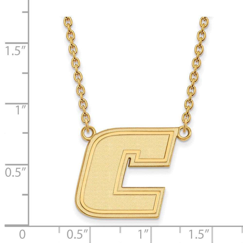 Alternate view of the 14k Yellow Gold U of Tennessee at Chattanooga LG Initial C Necklace by The Black Bow Jewelry Co.