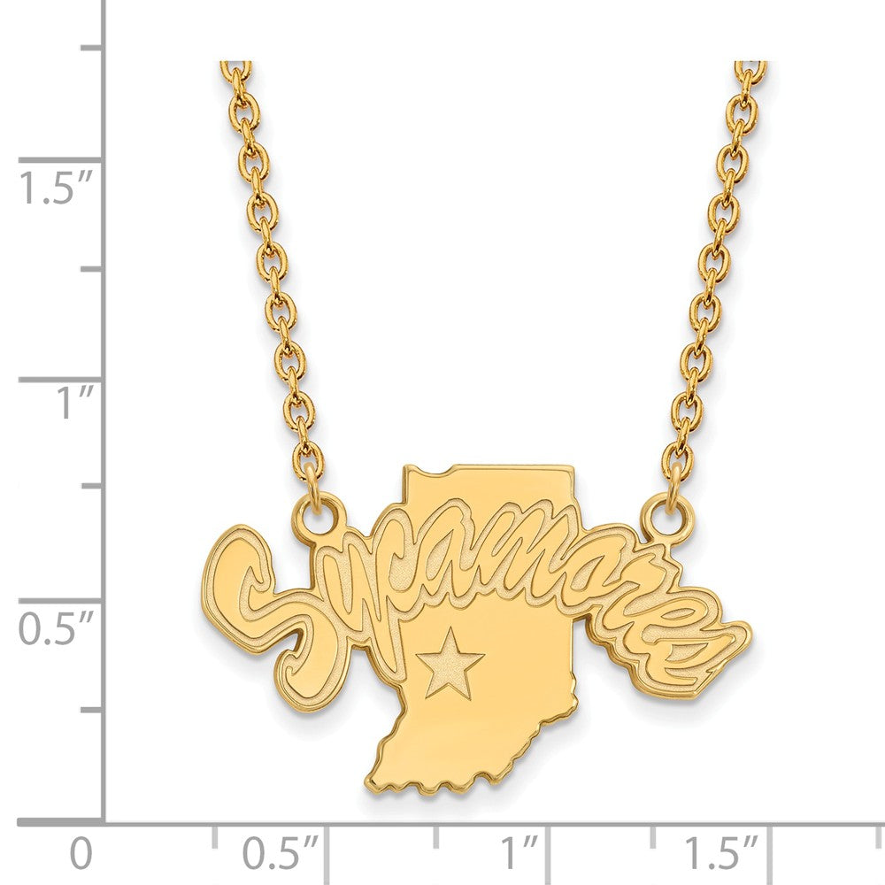 Alternate view of the 14k Yellow Gold Indiana State Large Sycamore Pendant Necklace by The Black Bow Jewelry Co.