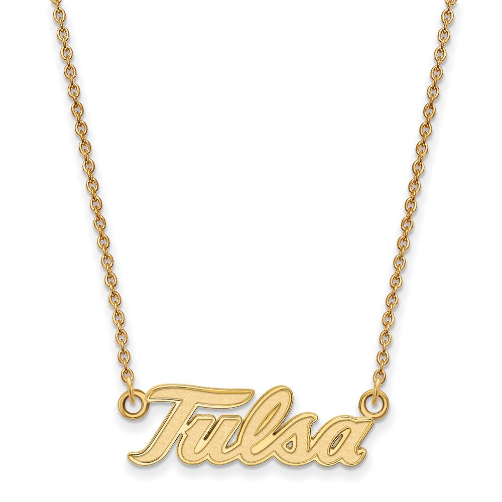 Alternate view of the 14k Yellow Gold The U of Tulsa Large Pendant Necklace by The Black Bow Jewelry Co.